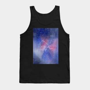 Gemini Star Constellation with Galaxy Background Tank Top